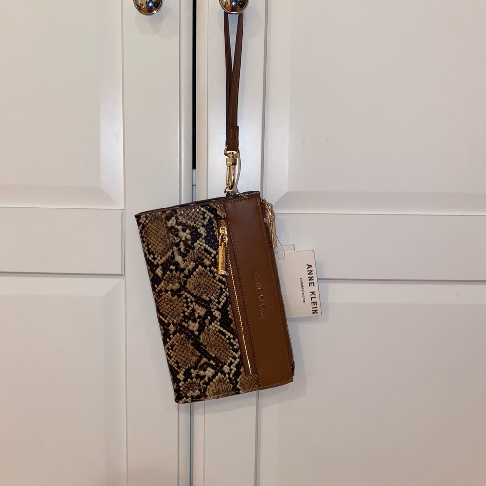 Anne Klein Wallet Wristlet, Color: Chestnut Brown, Faux Snake Skin Design - Picture 11 of 12